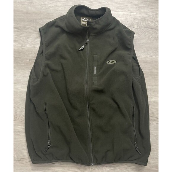 Drake Waterfowl Moss Green Full Zip Fleece Windproof Layering Vest Men's Sz XL - Picture 1 of 7